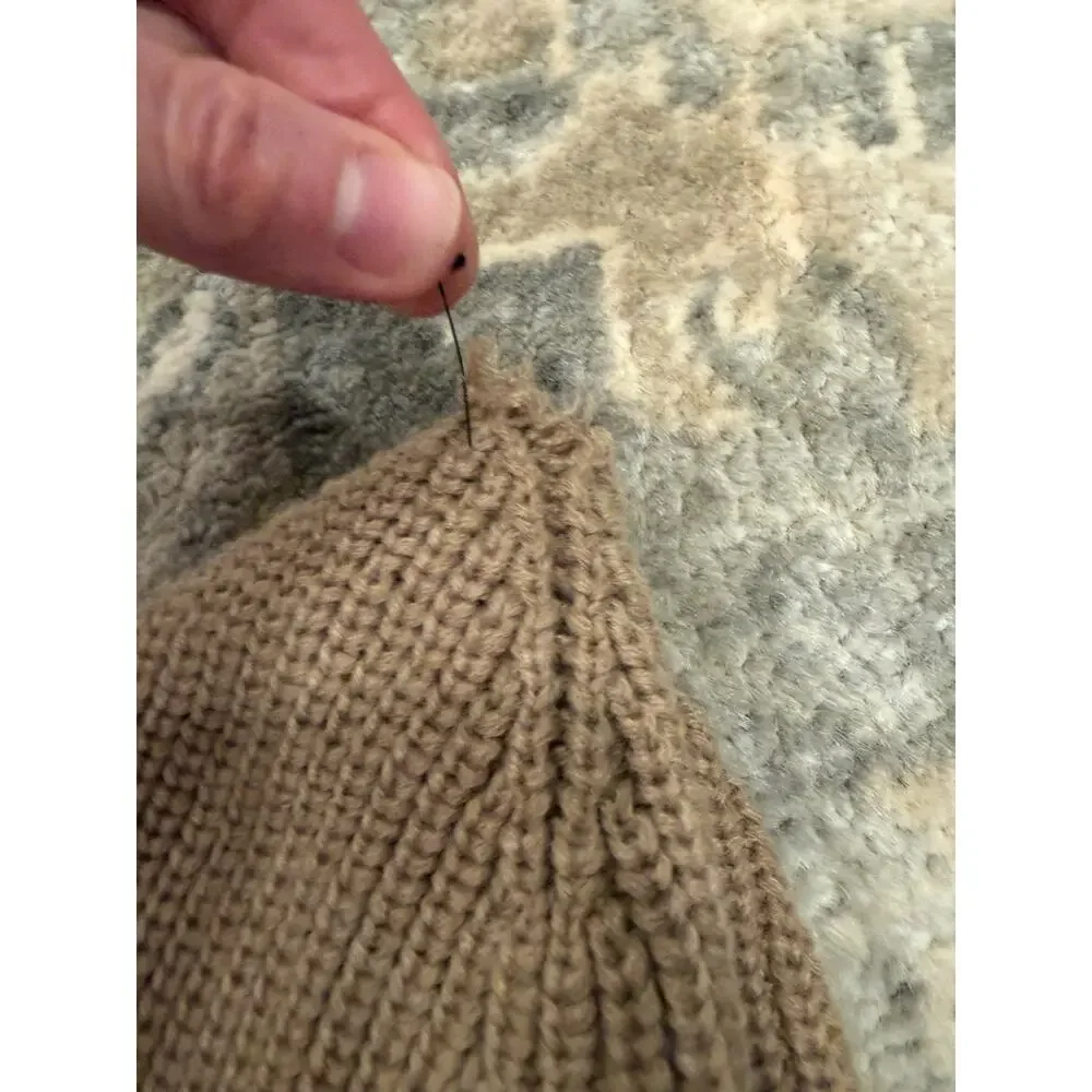 All Saints Camel Ribbed Knit Cuff Beanie $60 New With Flaw